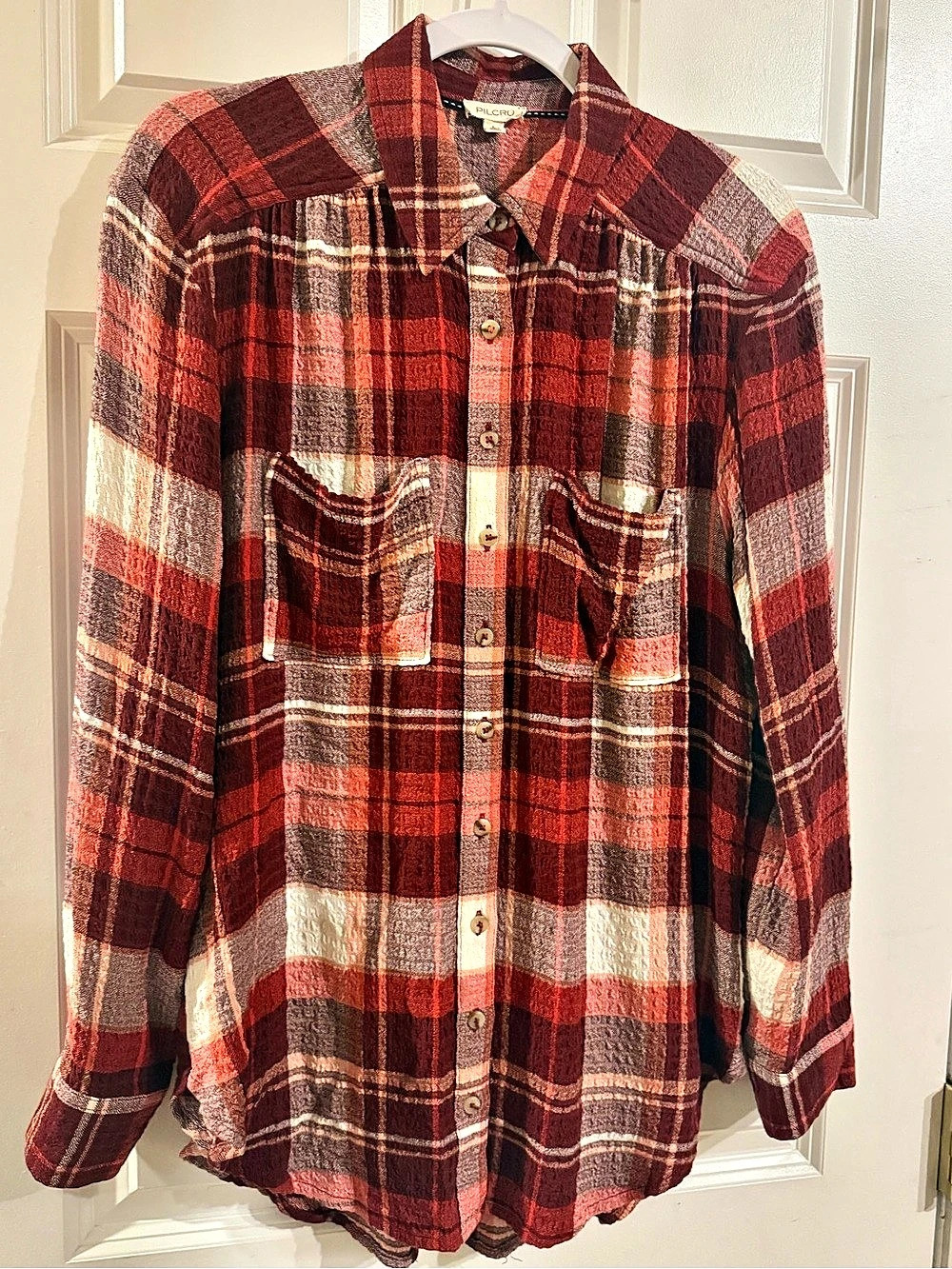 Pilcro Hadley Plaid Flannel Button Down Shirt S Anthropologie